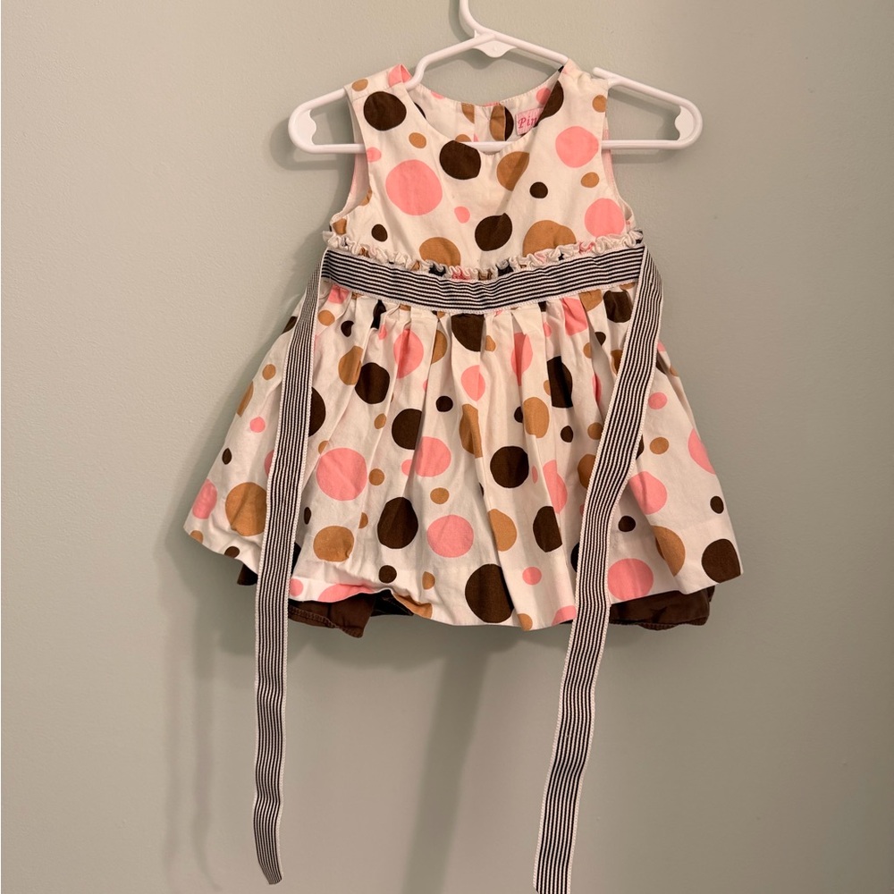 Pink Zebra Polka Dot Dress with Bow